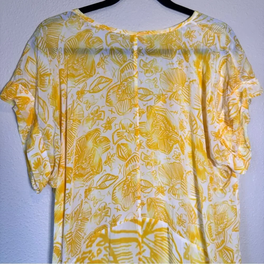 Anthropologie Lilka Yellow Printed Swimsuit Coverup Womens XS Beachy Summer_10